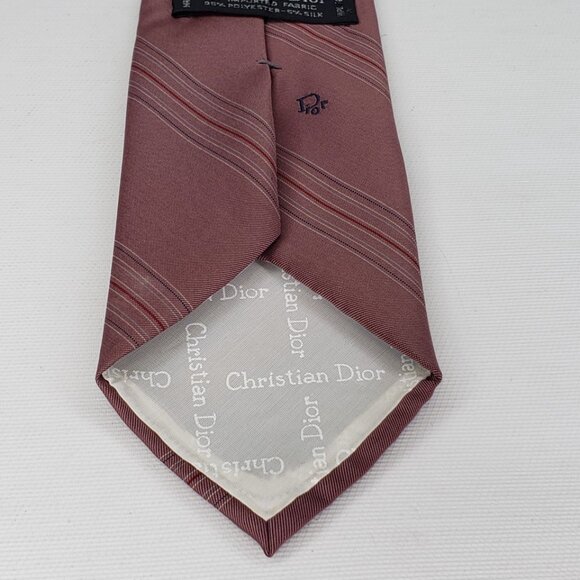 Vintage Christian Dior Mens Necktie Burgundy Classic  3.25"x55.5" USA Tie - Picture 5 of 7